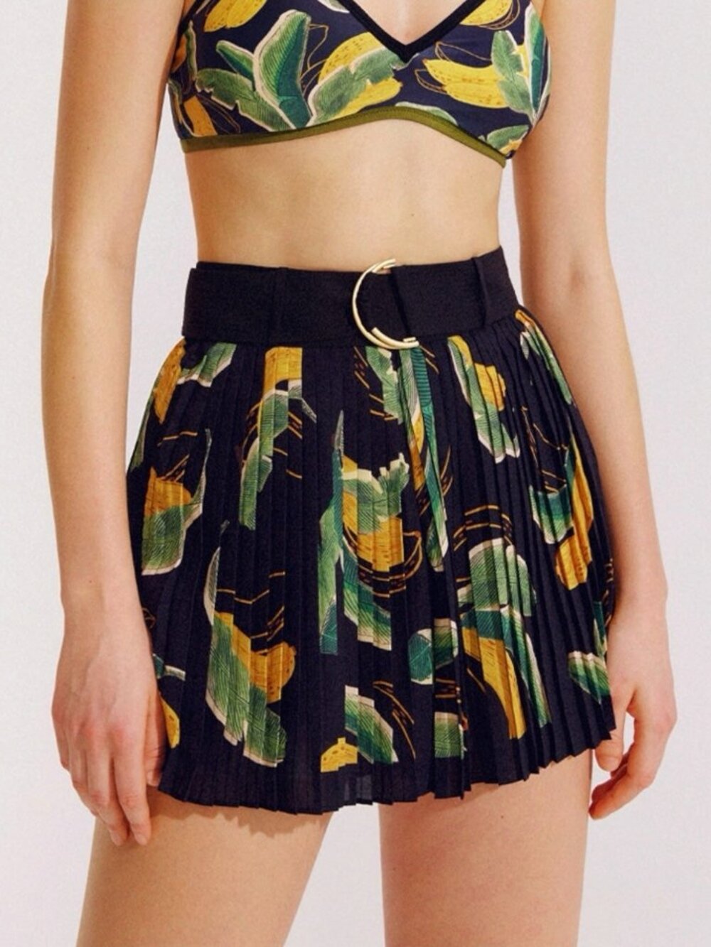 Visual Mood Emma Floral Tropical Print Pleated Skorts Lined Size S XL Beach